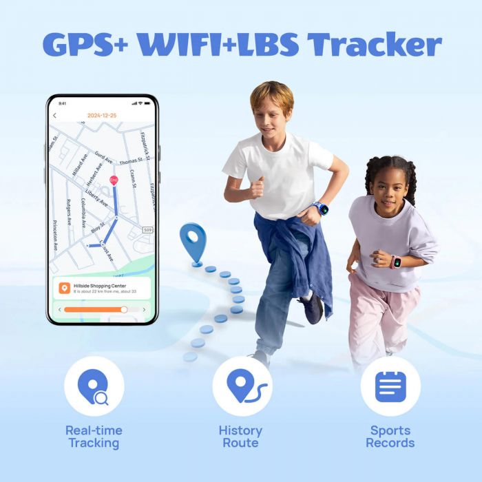 Дитячий годинник-телефон Mibro P6, 1.4", 240x280, GPS, 2MP, 900мА·год, 2АТM, синій