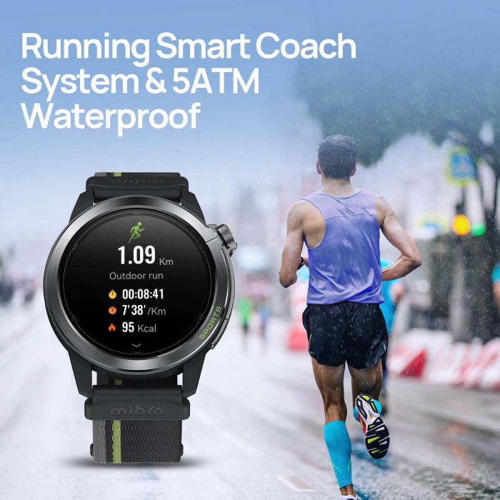 Смарт-годинник Mibro GS Active 2 46мм, 1.32", 466x466, AMOLED, BT 5.3, GPS, 5 ATM, темно-сірий