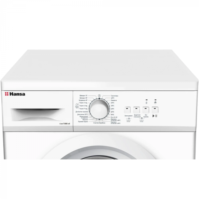 Пральна машина Hansa фронтальна, 6кг, 1000, E, 40см, LED, білий