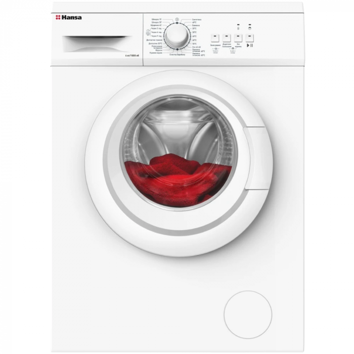 Пральна машина Hansa фронтальна, 6кг, 1000, E, 40см, LED, білий