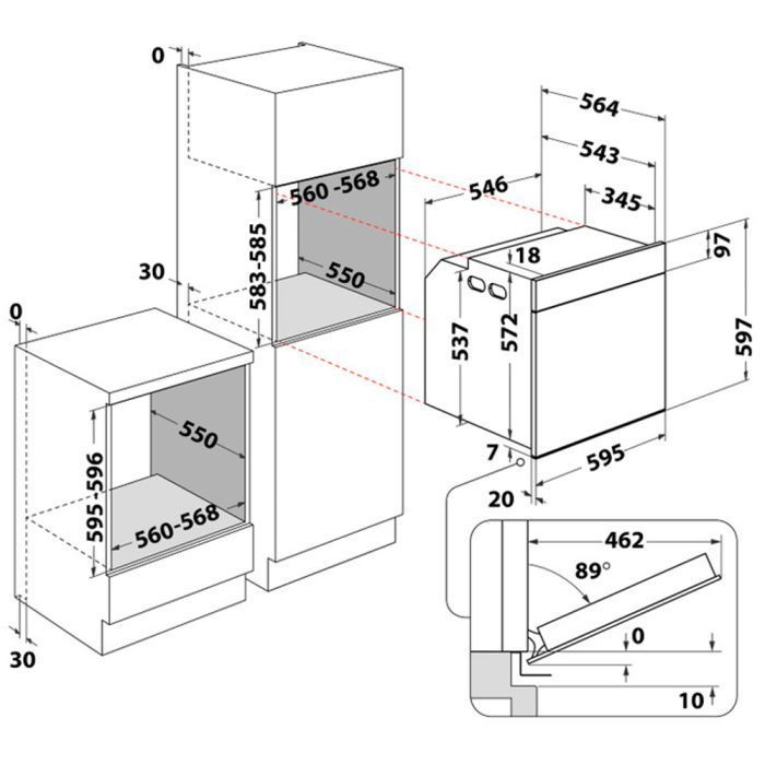 Духова шафа Whirlpool електрична, 73л, A+, дисплей, конвекція, піроліз, телескопічні напрямні, чорний