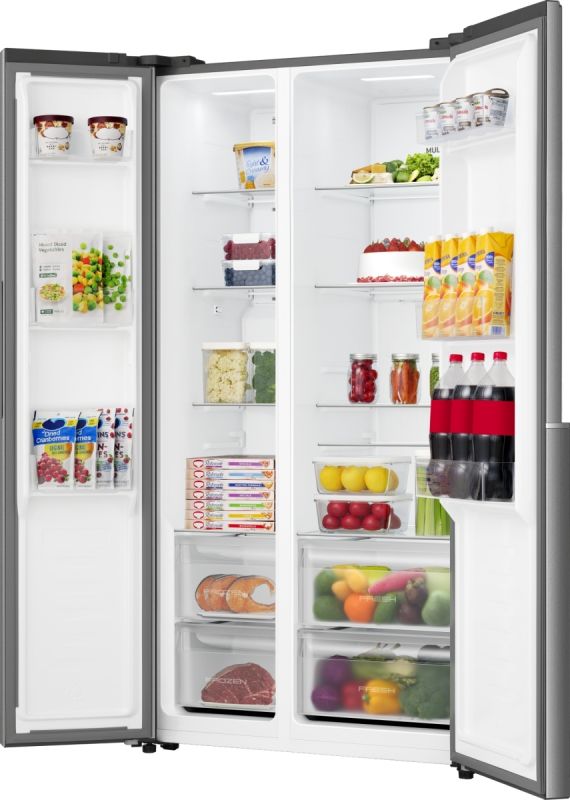 Холодильник SBS Gorenje, 179х62х91см, 2 двері, 347(197)л, А+, NF+, Інв., Зона св-ті, Зовн. Диспл, нерж