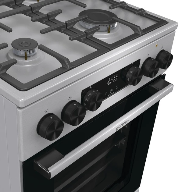 Плита Gorenje комбінована, 70л, 50x60см, метал. кришка, дисплей, чавун, нерж