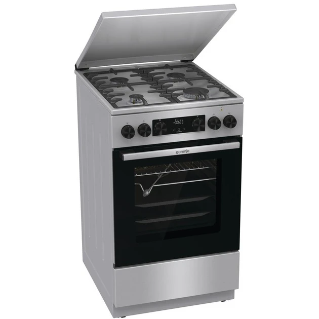 Плита Gorenje комбінована, 70л, 50x60см, метал. кришка, дисплей, чавун, нерж