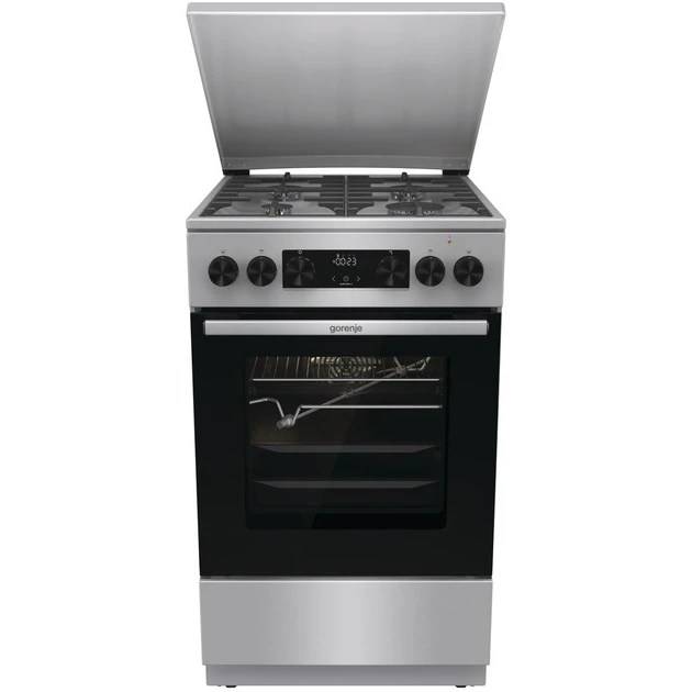 Плита Gorenje комбінована, 70л, 50x60см, метал. кришка, дисплей, чавун, нерж