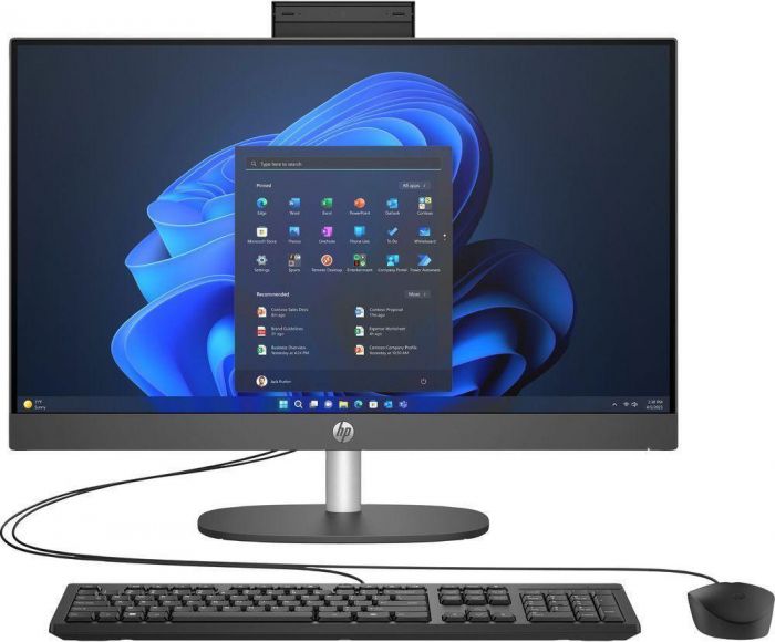 Комп'ютер персональний моноблок HP 240-G10 23.8" FHD IPS AG, Intel i5-1334U, 16GB, F512GB, UMA, WiFi, кл+м, 3р, DOS, чорний