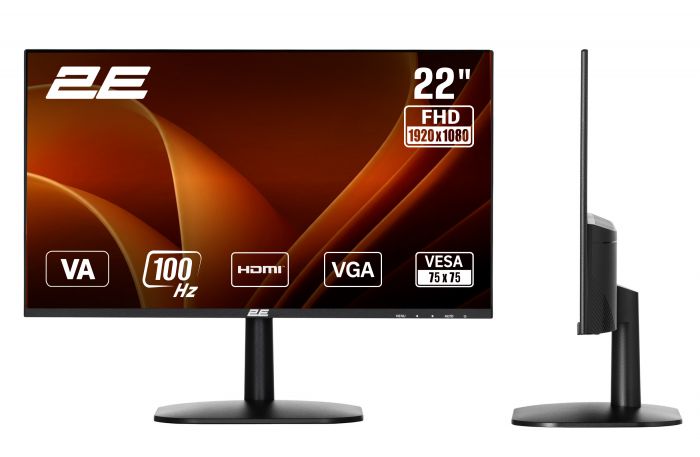 Монітор 2E 21.5" A2225B D-Sub, HDMI, VA, 100Hz