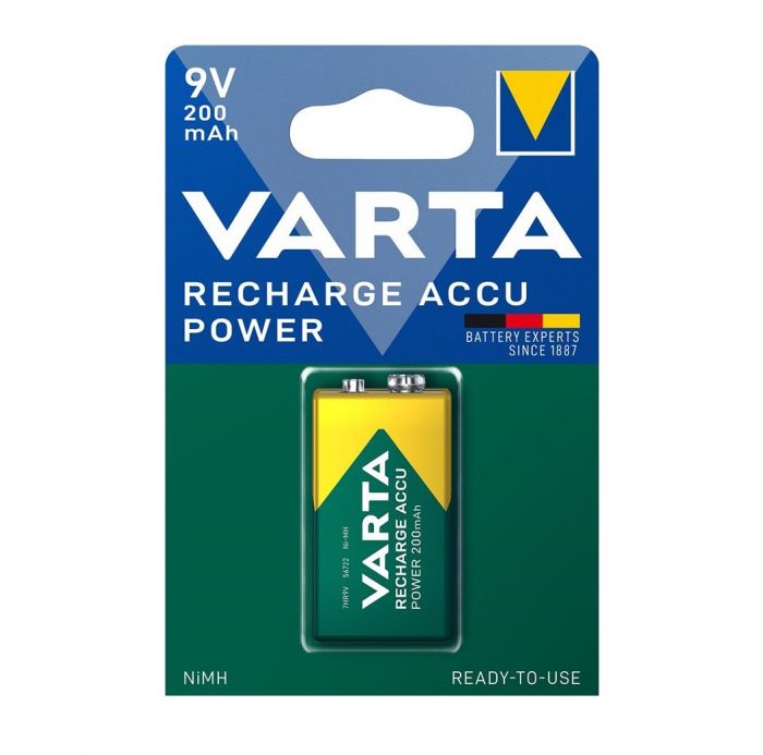 Акумулятор Varta NI-MH Power 6F22((6LR61, MN1604, MX1604, Крона) 9V 200 мА•г, 1 шт.