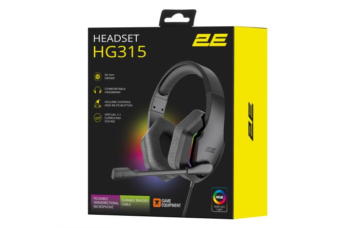 Гарнітура ігрова 2E GAMING HG315, 7.1, USB-A, RGB, 2м, чорний