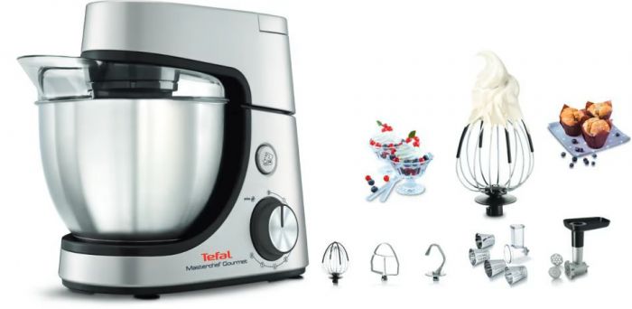 Кухонна машина Tefal Masterchef Gourmet 1100Вт, чаша-нержавіюча сталь, корпус-метал, насадок-6, сірий