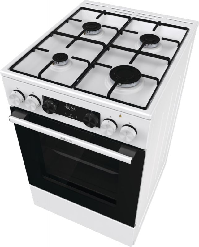 Плита Gorenje комбінована, 62л, 50x60см, дисплей, IconLed, емальовані, білий