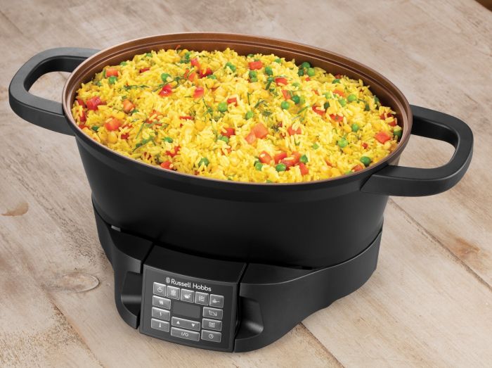 Мультиварка Russell Hobbs GoodToGo, 1000Вт, чаша-6.5л, електронне керув., знімна кришка, кераміка, чорний