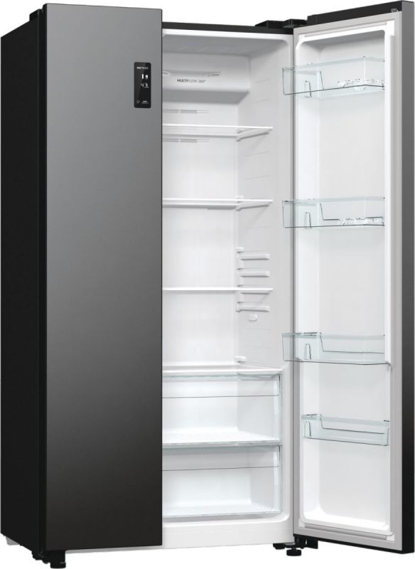 Холодильник SBS Gorenje, 179х67х92см, 2 двері, 356(191)л, А++, NF+, Інв., Зона св-ті, Зовн. Диспл, чорний