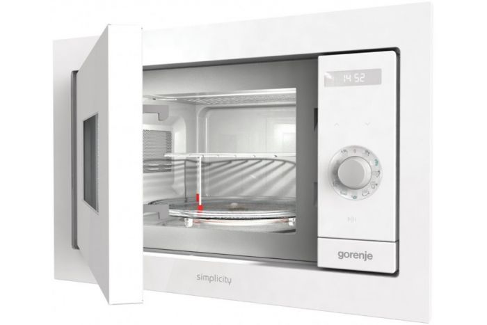 Мікрохвильова піч Gorenje вбудовувана Simplicity, 23л, міх. управл., 900Вт, гриль, дисплей, білий