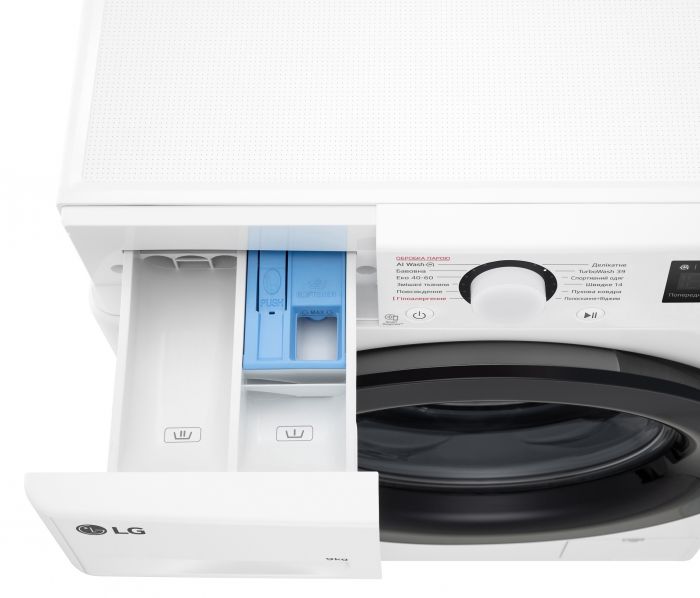 Пральна машина LG фронтальна, 9кг, 1200, A, 48см, дисплей, пара, інвертор, білий
