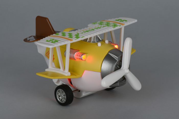 Літак металевий інерційний Same Toy Aircraft світло, музика, жовтий