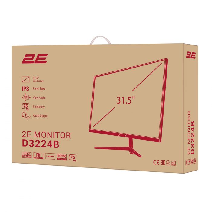 Монітор 2E 31.5" D3224B 2xHDMI, DP, IPS, 2560x1440, 75Hz, 5ms, FreeSync