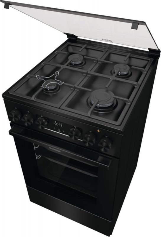 Плита Gorenje комбінована, 70л, 50x60см, дисплей, чавун,  чорний