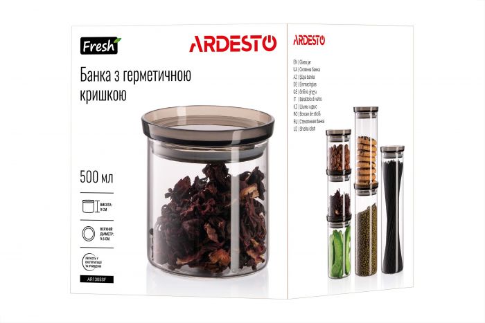 Банка для зберігання Ardesto Fresh, 500мл, скло, пластик, прозорий