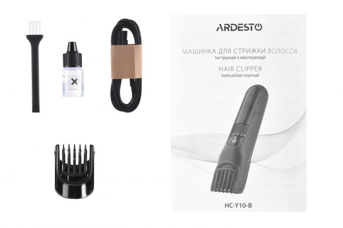 Машинка для стрижки Ardesto HC-Y10-B, мережа+акум., насадок-1, сталь, чорний