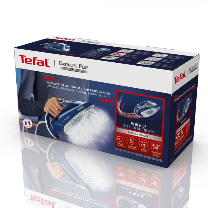 Праска Tefal Easygliss 2, 2700Вт, 270мл, паровий удар -240гр, постійна пара - 50гр, керам. підошва, синій