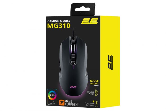 Миша 2E GAMING MG310, LED, USB-A, чорний