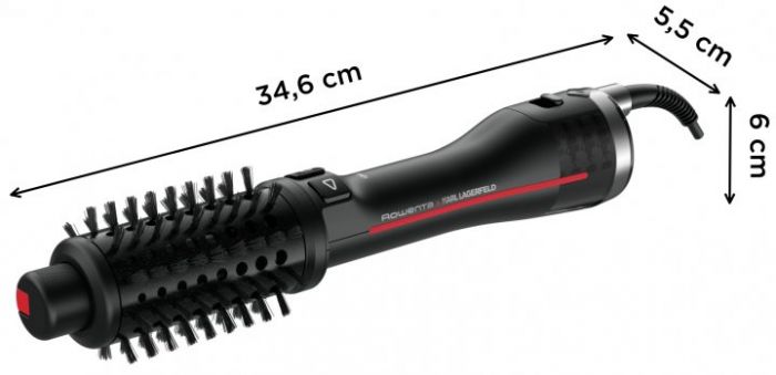 Фен-щітка Rowenta Karl Lagerfeld K/Pro Stylist, 750Вт, 2 режими, іоніз-я, хол. обдув, оберт. насадок, турмалін, чорний