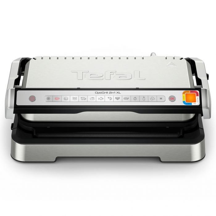 Гриль Tefal прижимний OptiGrill 2in1 XL 2200Вт, темп. режимів-4, з`ємні пластини, сенсор товщини продуктів, метал