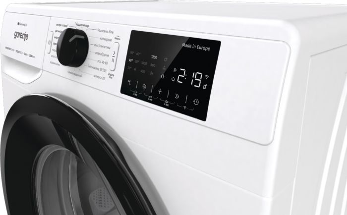 Пральна машина Gorenje фронтальна, 8кг, 1200, A+++, 55см, дисплей, інвертор, пара, Wi-Fi, білий