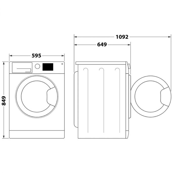 Сушильна машина Whirlpool тепловий насос, 9кг, A++, 65см, дисплей, люк чорний, білий