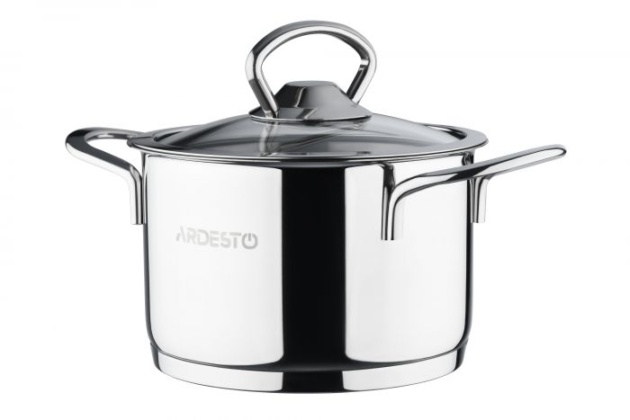 Каструля зі скляною кришкою Ardesto Luna,0.9л, нержавіюча сталь