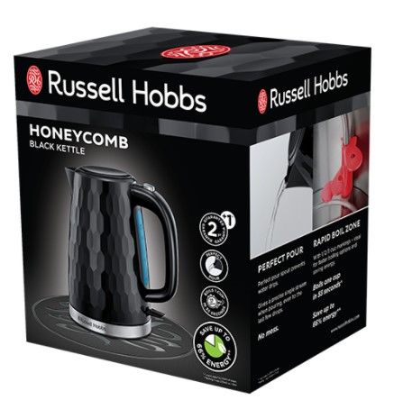 Електрочайник Russell Hobbs Honeycomb 1.7л, пластик, чорний