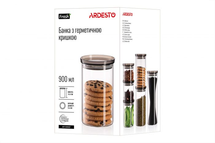 Банка для зберігання Ardesto Fresh, 900мл, скло, пластик, прозорий