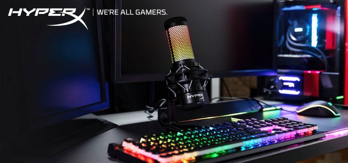 Мікрофон геймінговий HyperX QuadCast S, Omni/Uni/Bi, USB-A, 3м, NGenuity, RGB, чорний