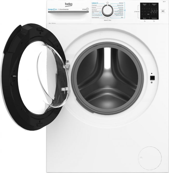 Пральна машина Beko фронтальна, 8кг, 1000, A+++ (-10%), 55см, дисплей, інвертор, ПАР, білий