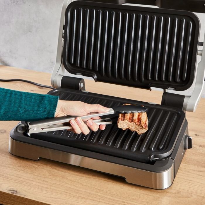 Гриль Tefal прижимний OptiGrill 2in1 XL 2200Вт, темп. режимів-4, з`ємні пластини, сенсор товщини продуктів, метал