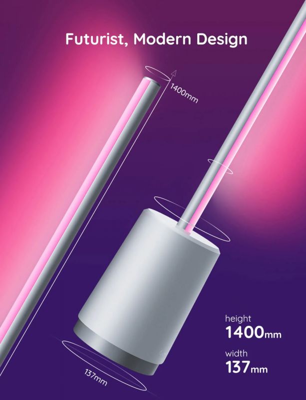 Торшер розумний Govee H6072 Lyra, 1500Lm, RGBICWW, WI-FI/Bluetooth, білий Торшер розумний Govee H6072 Lyra, 1500Lm, RGBICWW, WI-FI/Bluetooth, білий