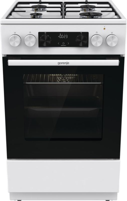 Плита Gorenje комбінована, 62л, 50x60см, дисплей, IconLed, емальовані, білий