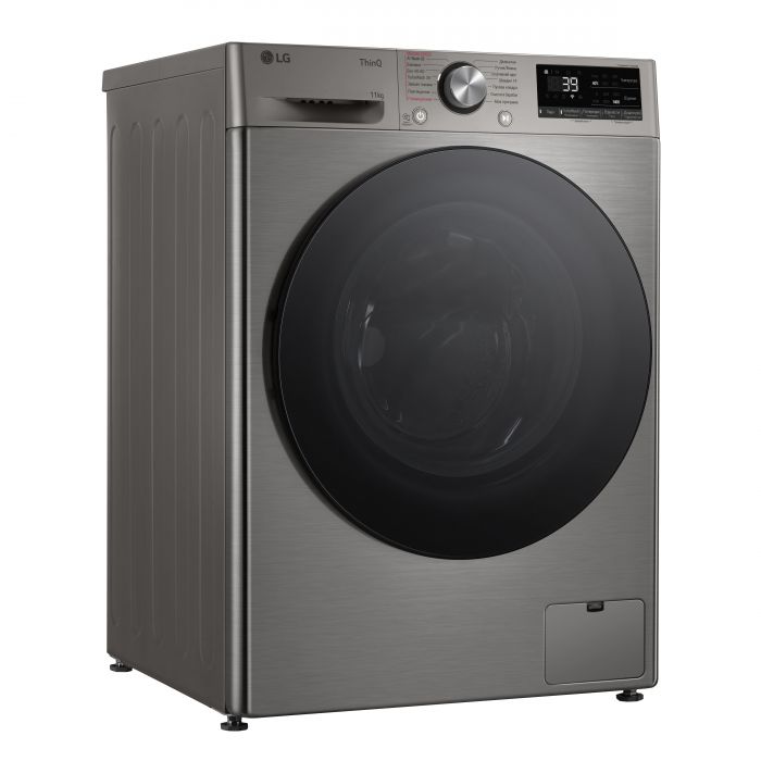 Пральна машина LG фронтальна, 11кг, 1400, A, 57см, дисплей, пара, інвертор, сріблястий