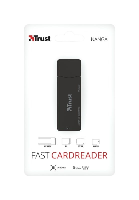 Кардрідер Trust Nanga USB-A 3.2 > SD/microSD/MS/MSPRO/ммC/M2, чорний