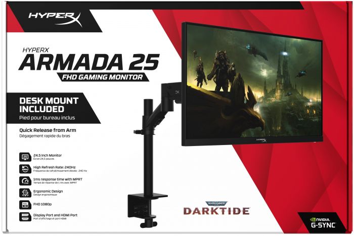 Монітор LCD 25" FHD HyperX Armada, 2xHDMI 2.0, DP 1.4, IPS, 1920x1080, 240Hz, 1ms