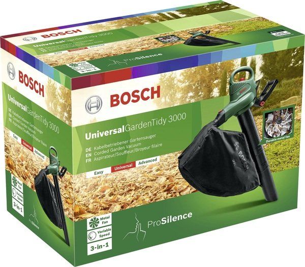 Повітродув-пилосос садовий Bosch Universal GardenTidy 3000 3000Вт 285км/год 576куб/год мішок 50л 3.4кг