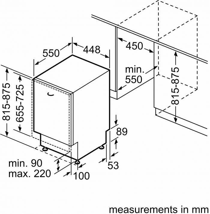Посудомийна машина Bosch вбудована,  9 компл., F, 45см, білий