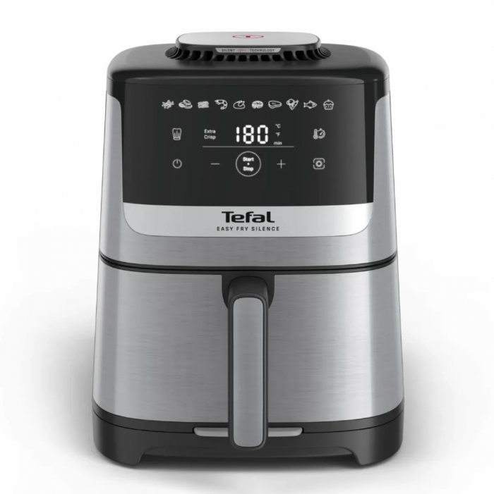 Мультипіч Tefal Easy Fry Silence, 1670Вт, чаша-5л, сенсорне керув., 10 програм, пластик, нерж. сталь-чорний