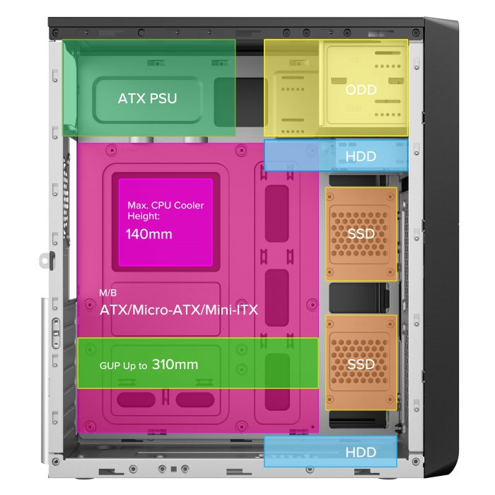 Корпус 2E TeamX TMX01 з БЖ 2E ATX400W 2xUSB2.0 1x80мм VGA 310мм, ATX чорний