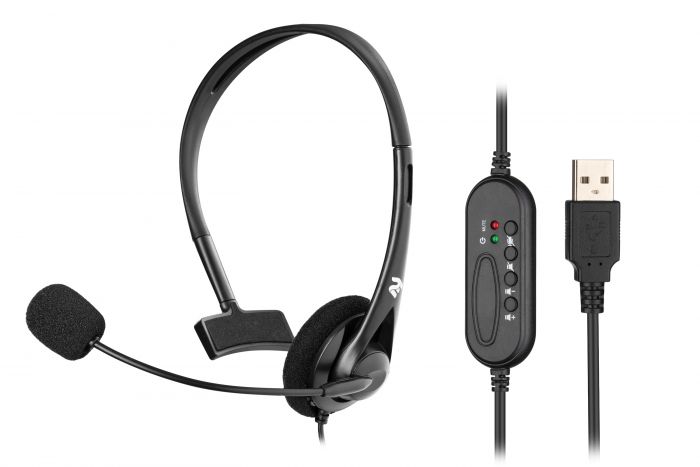 Гарнітура ПК моно On-ear 2E CH11 USB, omni-mic, 2м, чорний