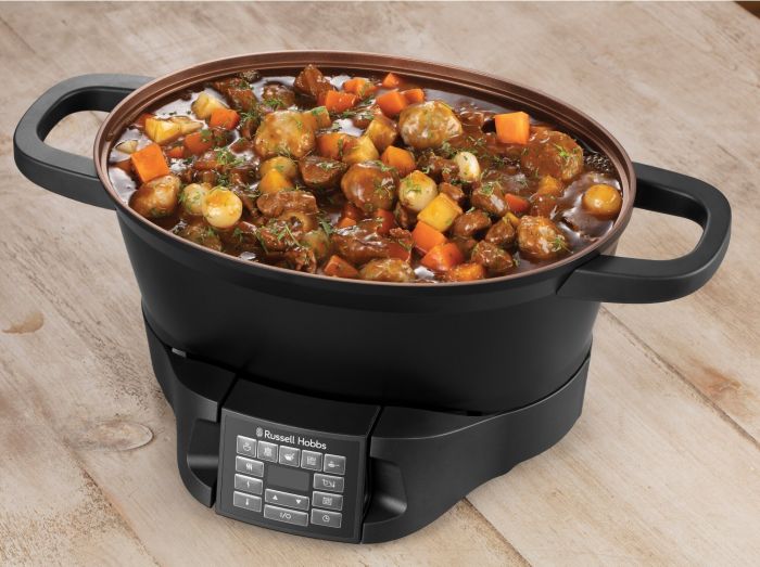 Мультиварка Russell Hobbs GoodToGo, 1000Вт, чаша-6.5л, електронне керув., знімна кришка, кераміка, чорний
