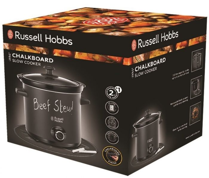 Повільноварка Russell Hobbs ChalkBoard, 200Вт, чаша-3.5л, механічне керув., нерж. сталь, чорний