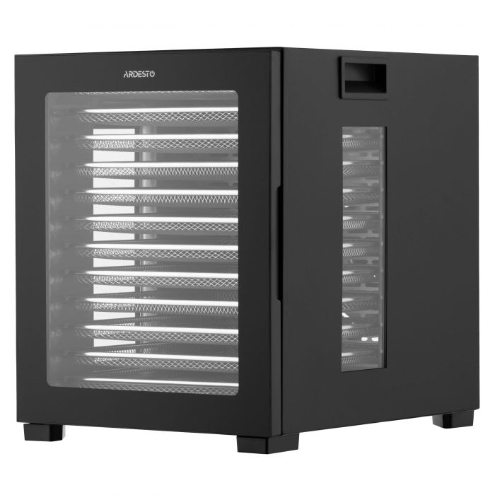 Сушарка для продуктів  ARDESTO FDB-1242, 850Вт, піддонів -12x3см, макс-70°С, таймер, електр. управління, нерж., чорний
