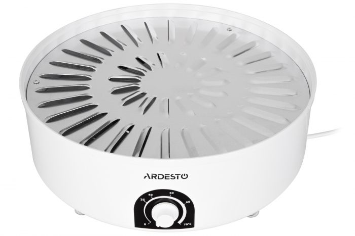 Сушарка для продуктів ARDESTO FDB-5385, 520Вт, піддонів -5x4см, діаметр-38,5см, макс-70°С, рег.темп, пластик , білий